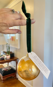 “Blessing Ornament” 3 inch glass and gold ornament