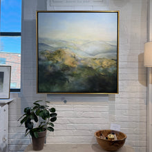 Load image into Gallery viewer, “I Hear Your Lovingkindess in the Morning” Psalm 143:8; 36x36 giclee on canvas, framed.