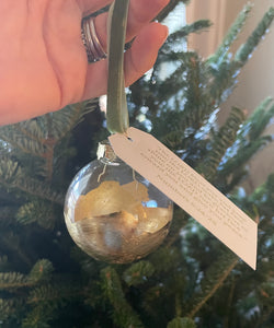 Glass ornament, 2 inch, with gold leaf, velvet ribbon and a blessing from Numbers 6:24-26